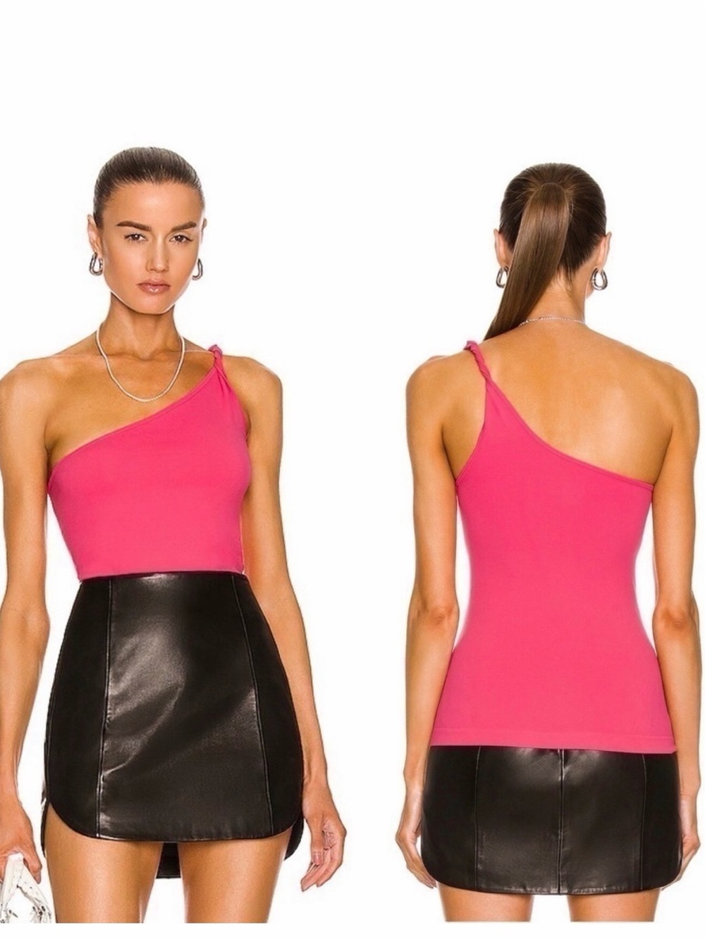 Helmut Lang Bright Pink Asymmetric One-Shoulder Tank